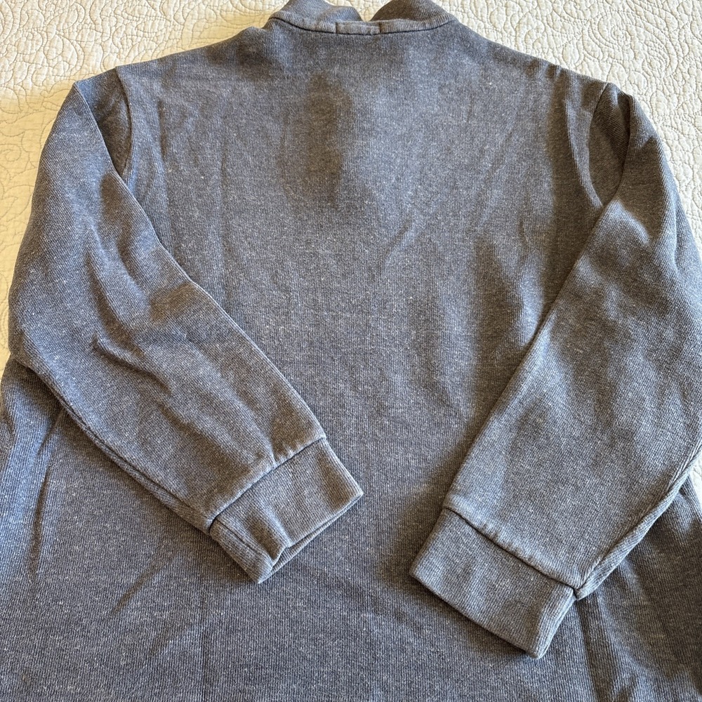 Polo Ralph Lauren Mens Large Sweater 1/4 Zip  Blue Button Leather Cotton - Picture 10 of 10